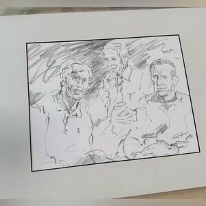 Drawing of Three USC FB Coaches Jones, McKay & Carol by Ron Pekar